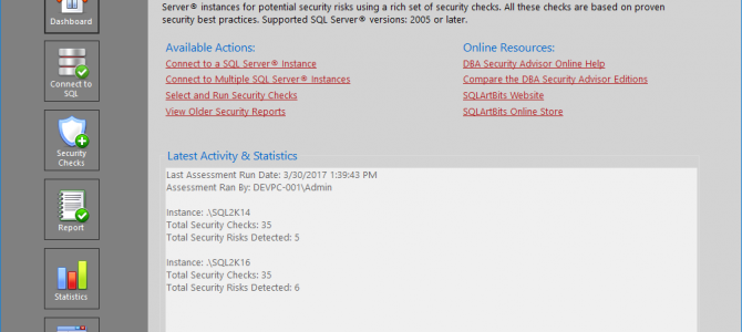 Sneak Peek of SQLArtBits DBA Security Advisor v2.0 Sneak Peek of SQLArtBits DBA Security Advisor v2.0