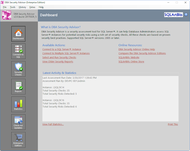 Sneak Peek of SQLArtBits DBA Security Advisor v2.0
