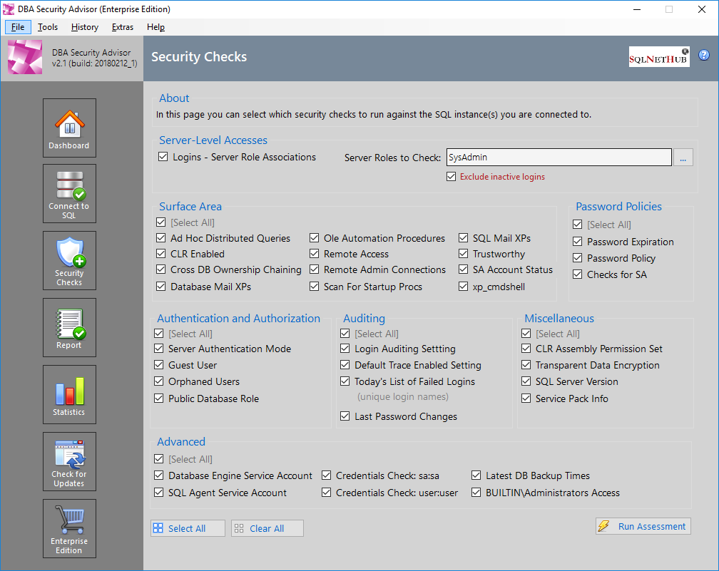 SQL Server Security Tool - DBA Security Advisor by SQLNetHub