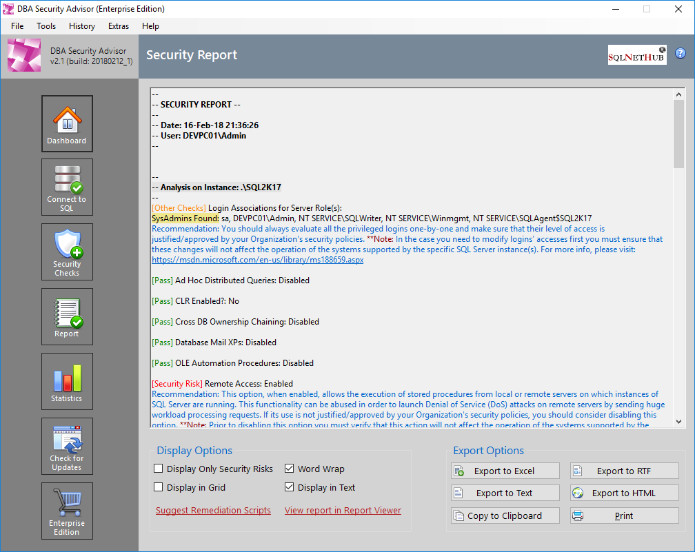 SQL Server Security Tool - DBA Security Advisor by SQLNetHub