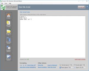 Dynamic SQL Generator: New SQL Server Script