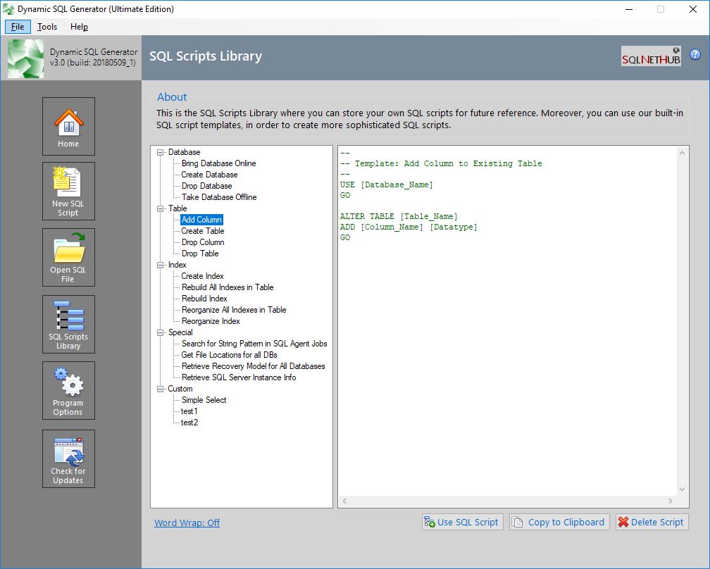 Dynamic SQL Generator - Scripts Library