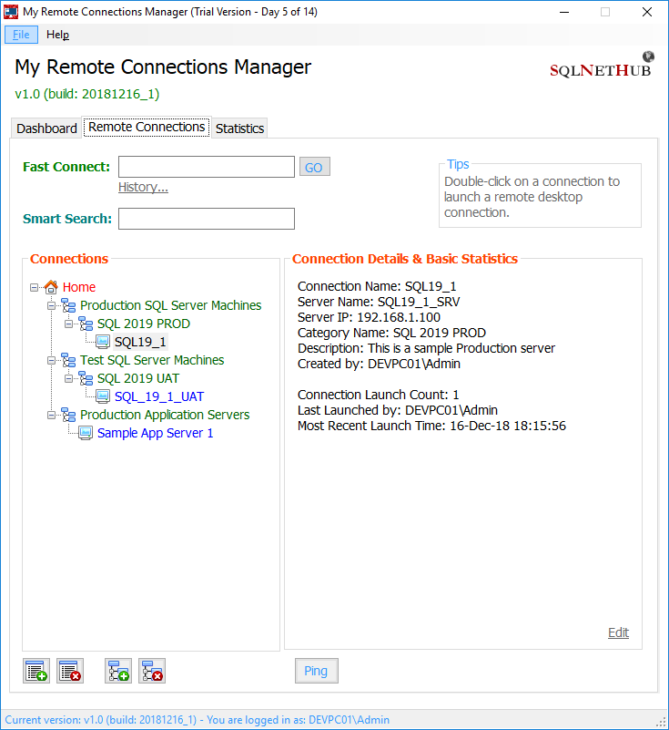 My Remote Connections Manager - SQLNetHub