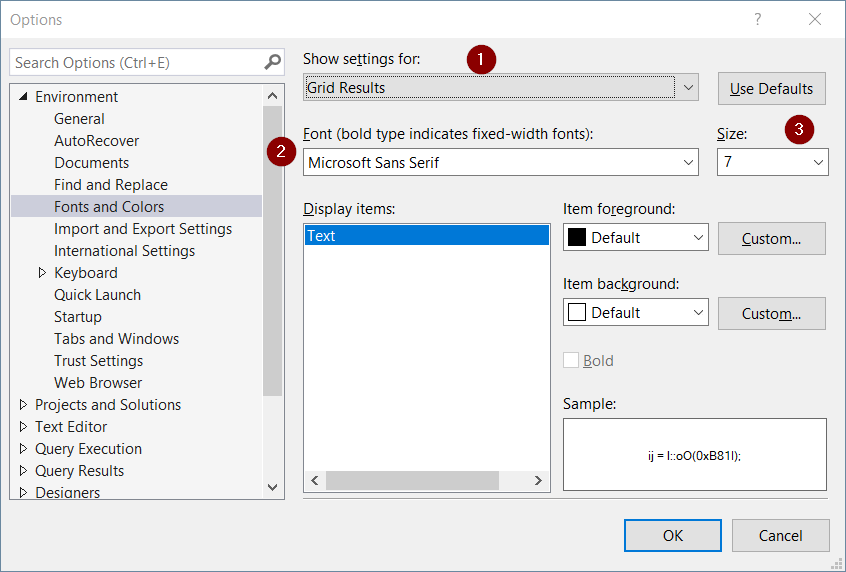 How to Change the Font and Size of Grid or Text Results in SSMS- SQLNetHub Article