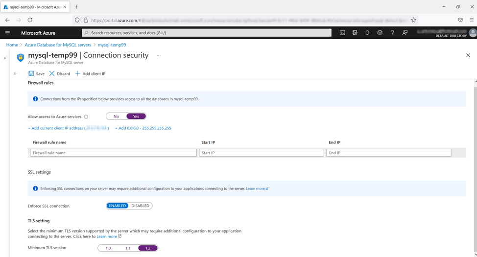 Azure Database for MySQL Firewall Rules and Connection Security - SQLNetHub