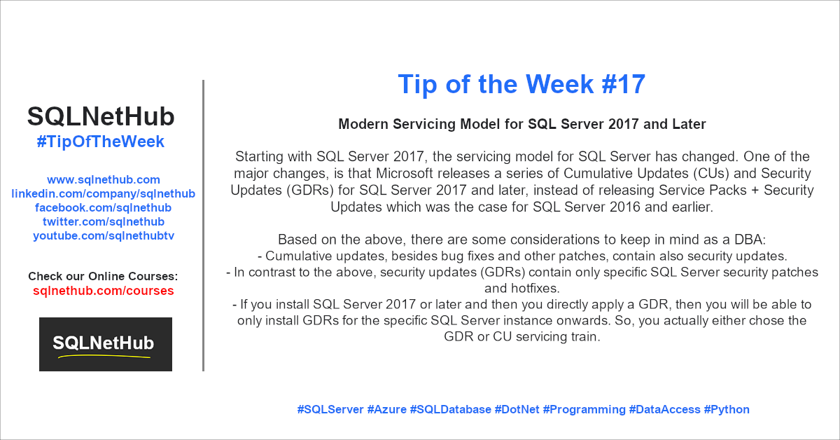 SQLNetHub Tip of the Week 17 - Modern Servicing Model for SQL Server 2019 and Later